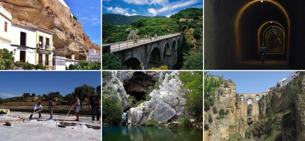 Low Road collage of places visited on the bike tour spain