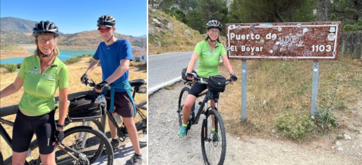 Leisure cycling tourers on bikes in Spain