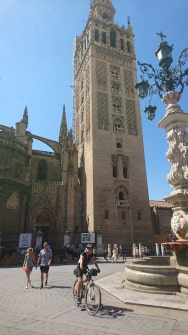 Riding a cycling tour in Sevilla, spain