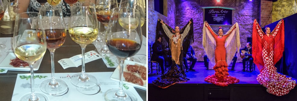 Wine and sherry tasting in Jerez and Flamenco dancers