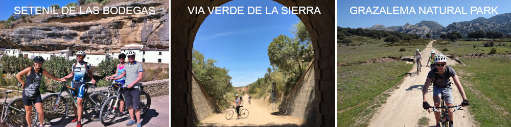 Selection of bike rides.  Setenil, via verde de la sierra and grazalema natural park