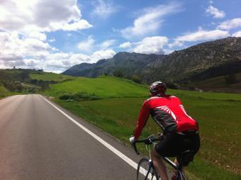riding to ronda on day 6 of road cycling tour spain