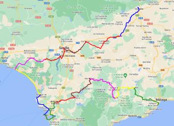 3 week mountain bike tour in spain map