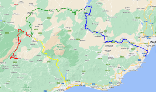 route map for mtb tours group in andalucia