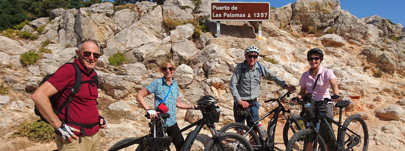 Senior riders enjoying a ride on an electric bike tour in Andalucia Spain