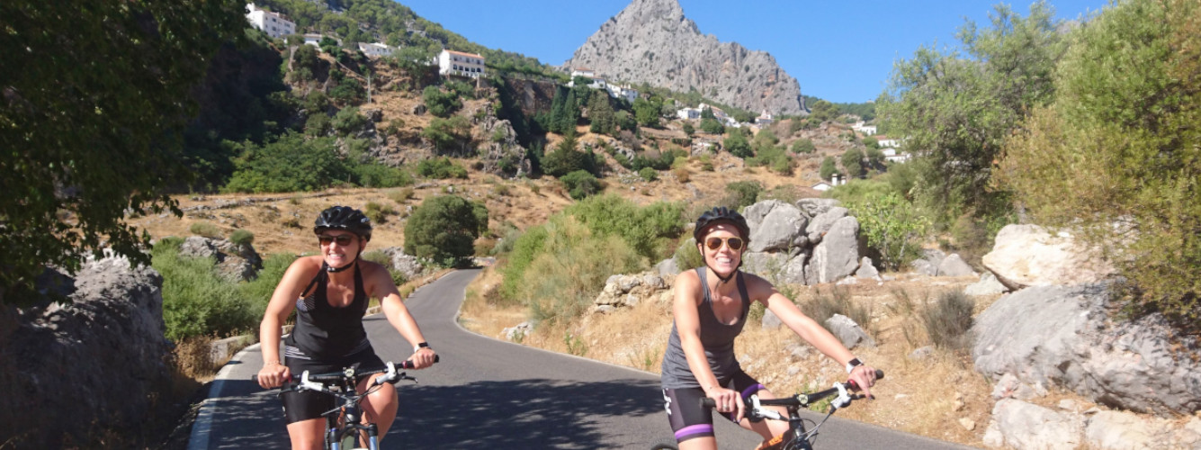 Cyclists enjoying a guided cycling tour in Ronda Andalucia