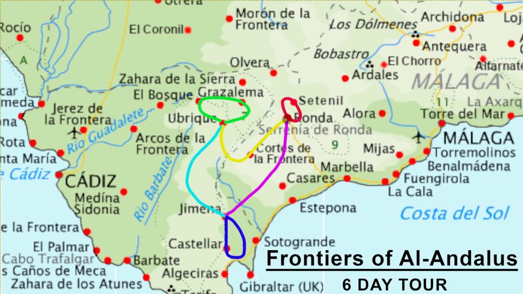 cycling tour spain Frontoers of Al-Andalus route map