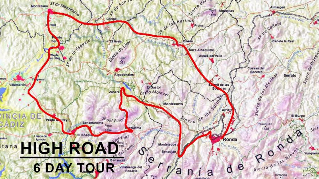 High road cycling tour in spain route map
