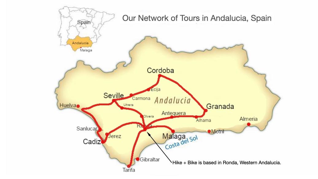 Hike andbikes network of tours in Andalucia Spain