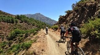 mountain biking in the costa del sol in the sierra de las nieves on electric mountain bikes in andalucia, spain the sierra de las nieves