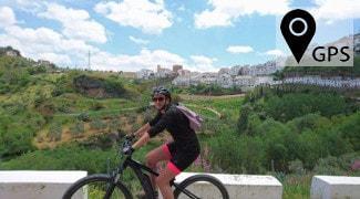 electric bike ride cycling to Acinipo and Setenil de las Bodegas near Ronda Andalucia Spain