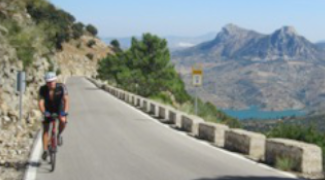 Cycling up Puerta de las Palomas near Grazalema Spain