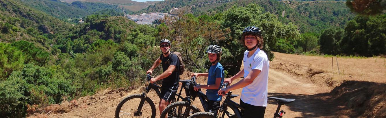Mountain biking with family on the Costa del Sol in Spain