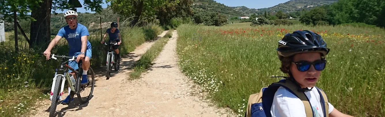 Family riding in Andalucia Spain